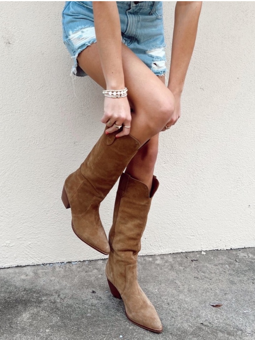 Matisse Stella Western Boots Fawn Brown Suede Tall Knee High Size 9.5